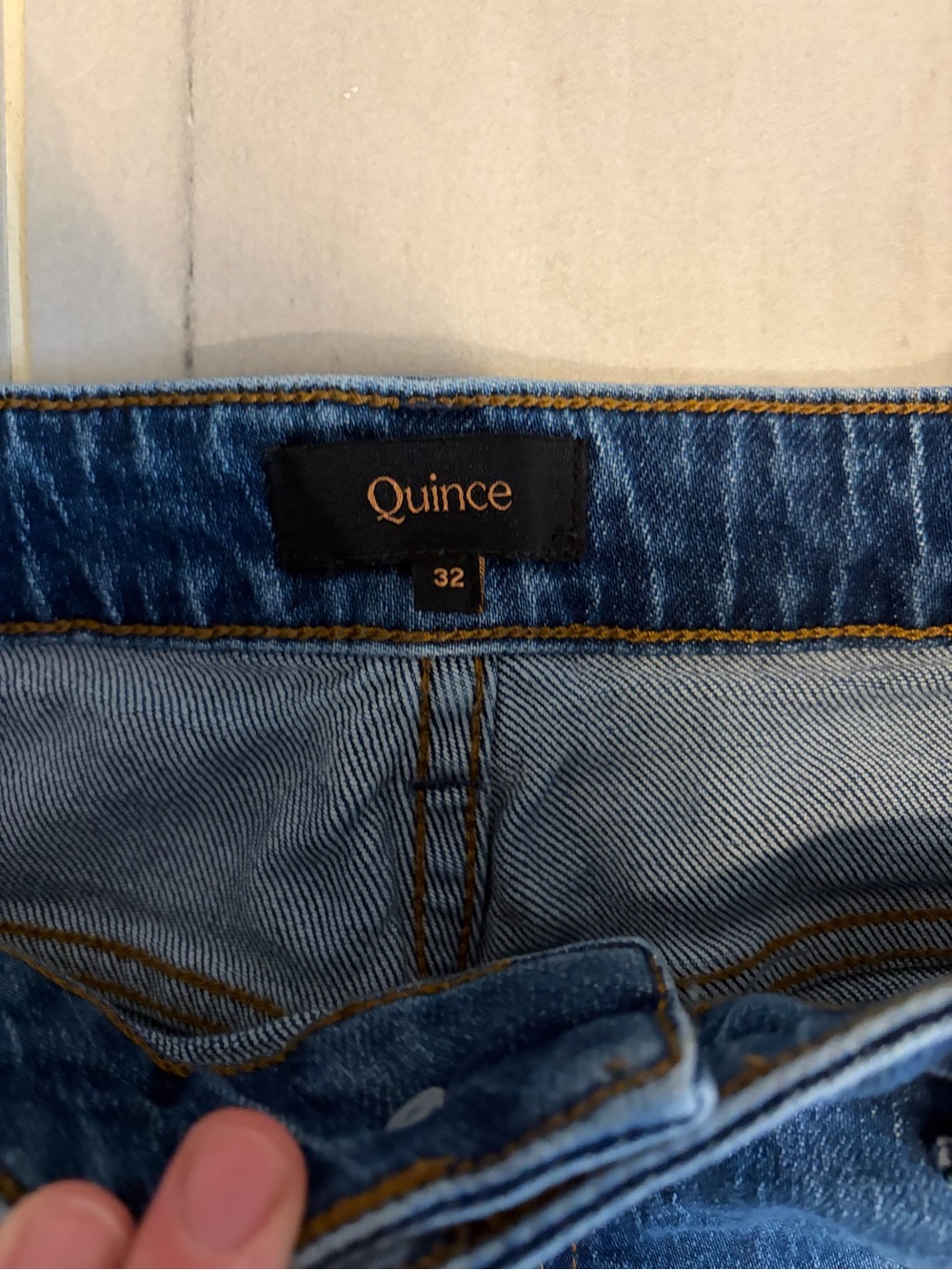 Quince Bella Stretch Barrel Jeans - Medium Blue Size 32 - Picture 6 of 9